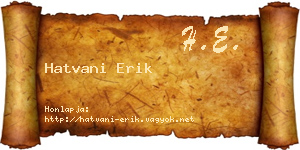 Hatvani Erik névjegykártya