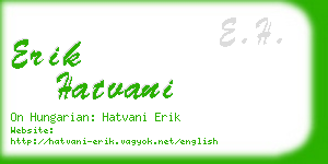 erik hatvani business card